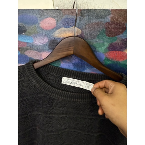 Vintage Saks Fifth Avenue Mens XL Cotton Textured Knit Sweater Charcoal Grey USA - Picture 2 of 6